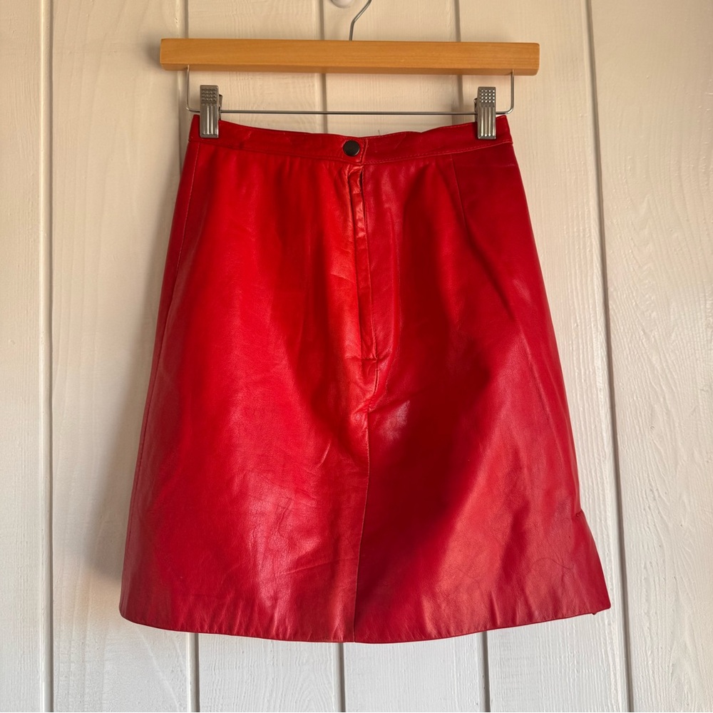 Deadstock Vintage Red Leather Skirt